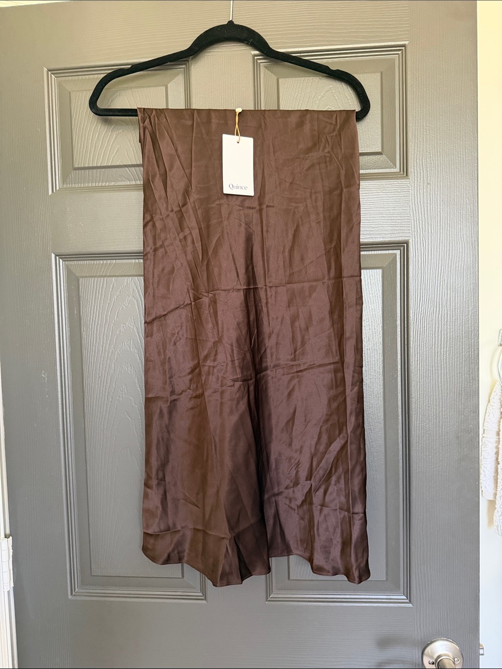Quince Wine / Brown 100% Silk Maxi Skirt - Picture 2 of 4